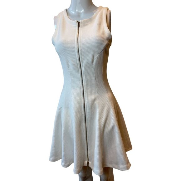 love...ady Womens Full Zip Up A Line Dress W0-4753 Scoop Neck White Size Large - Picture 2 of 8